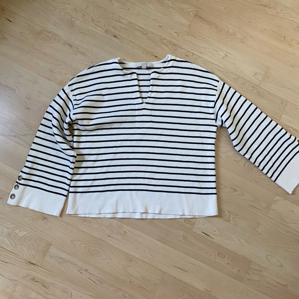 Striped White and navy Sweater